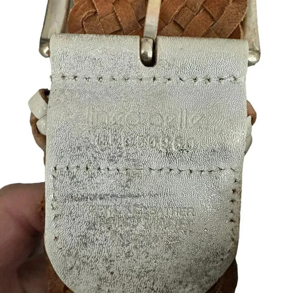 LINEA PELLE gold  silver wide braided handmade statement leather belt size large - Picture 6 of 7